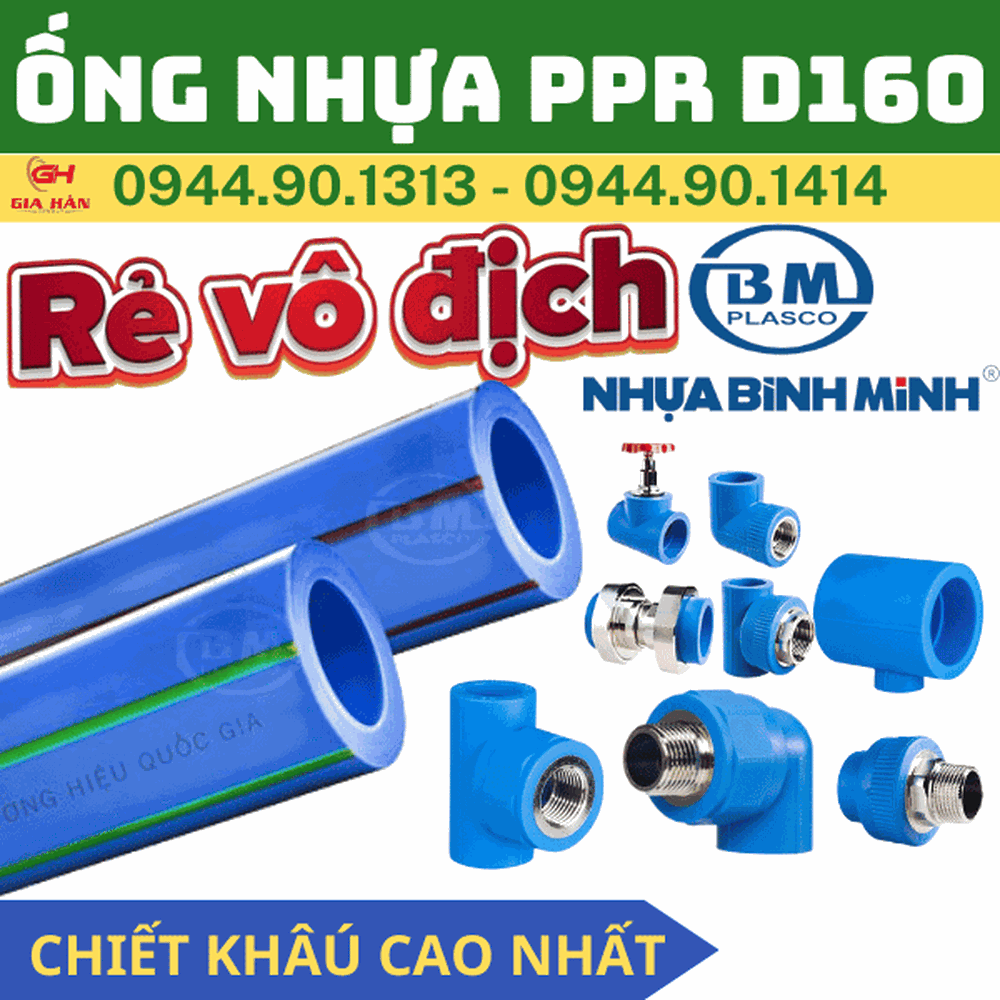 Ống Nhựa PPR D160 Bình Minh l Ống Nhựa Chịu Nhiệt