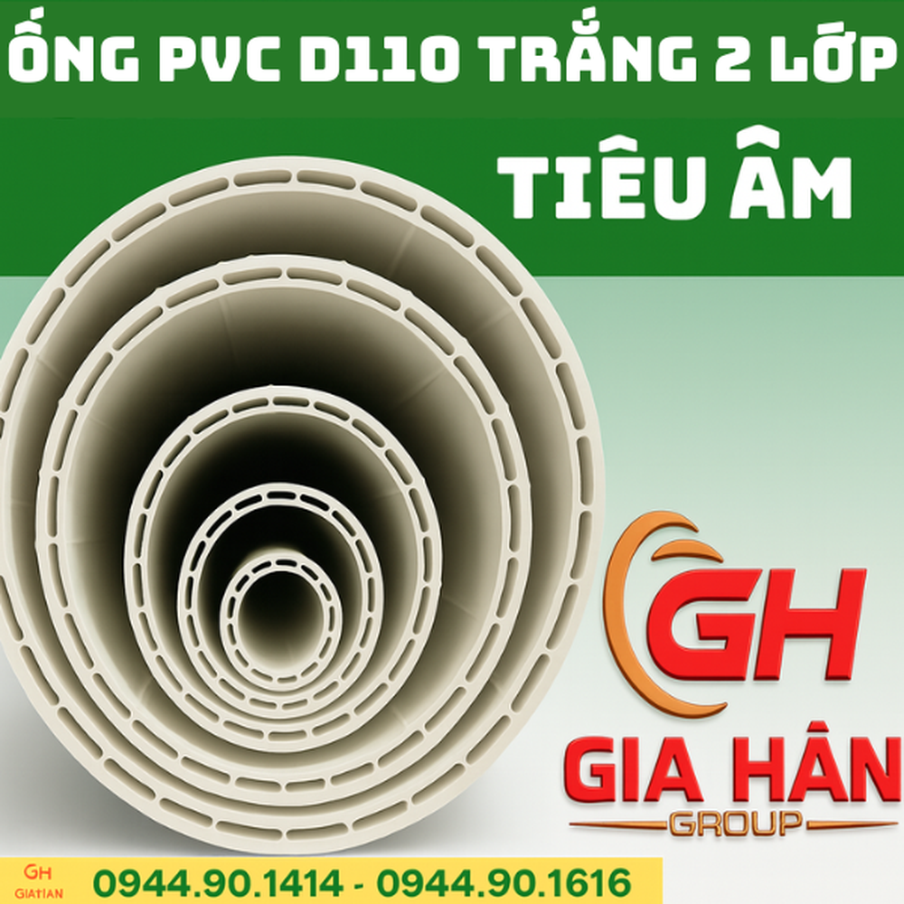Ống PVC 2 Lớp D110 Tiêu Âm Màu Trắng - Nhựa PVC Lesso