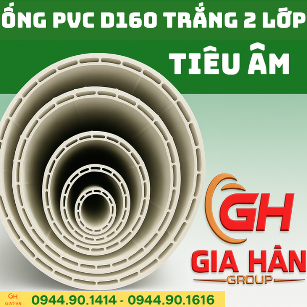 Ống PVC 2 Lớp D160 Tiêu Âm Màu Trắng - Nhựa PVC Lesso