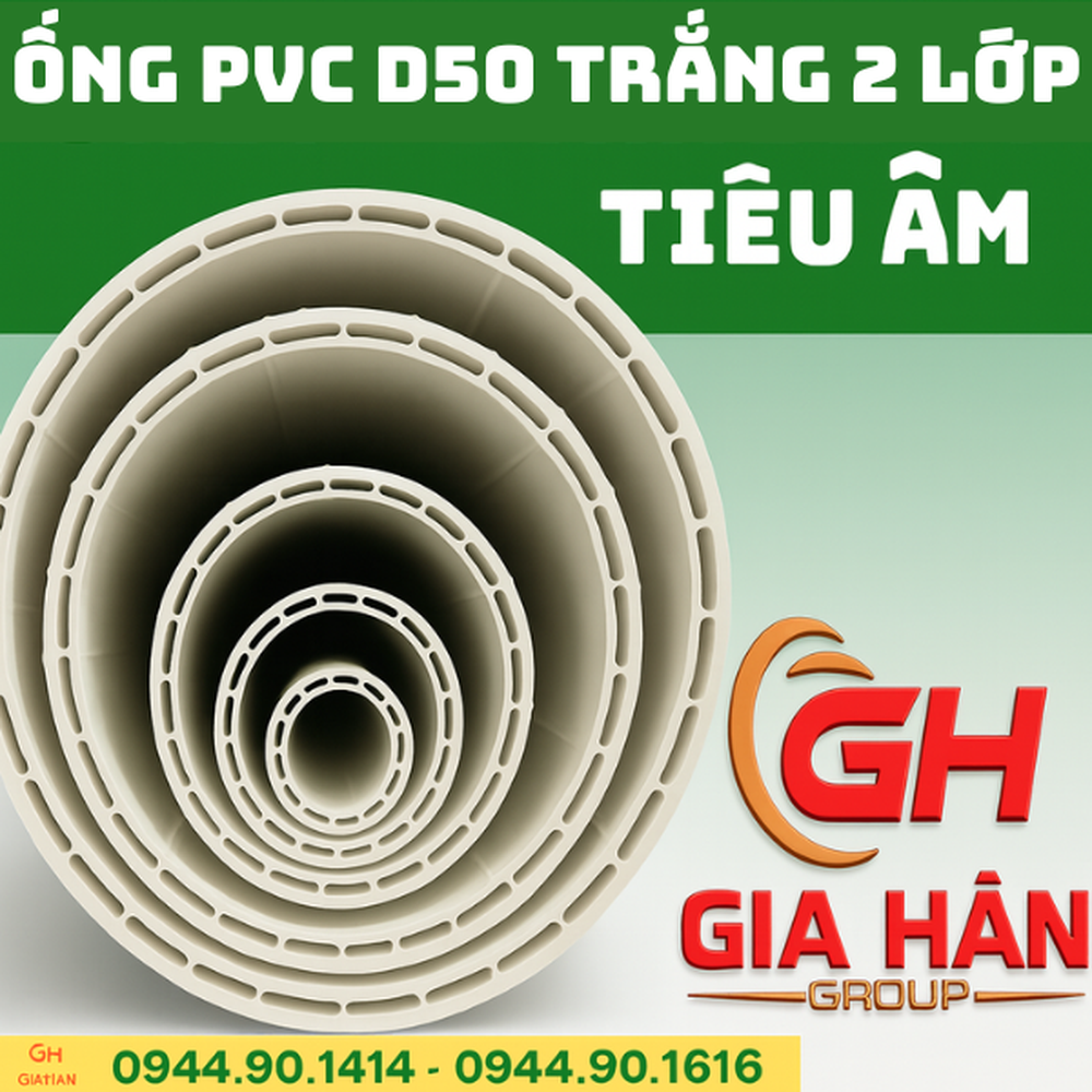 Ống PVC 2 Lớp D50 Tiêu Âm Màu Trắng - Nhựa PVC Lesso