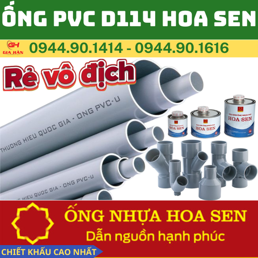 Ống PVC D114 Hoa Sen l Ống Nước 114 PVC