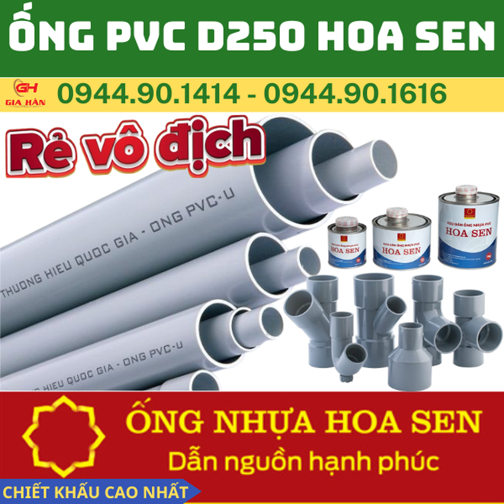 Ống PVC D250 Hoa Sen l Ống Nước 250 PVC