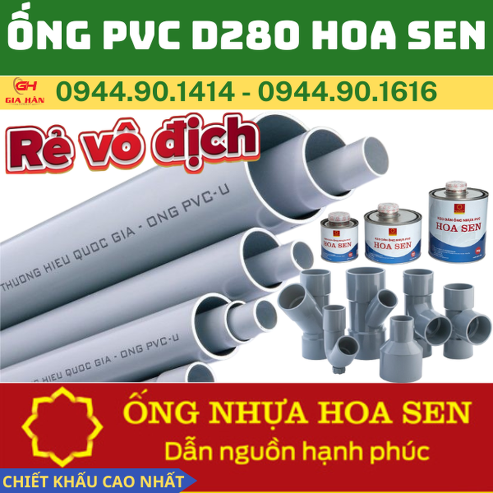 Ống PVC D280 Hoa Sen l Ống Nước 280 PVC