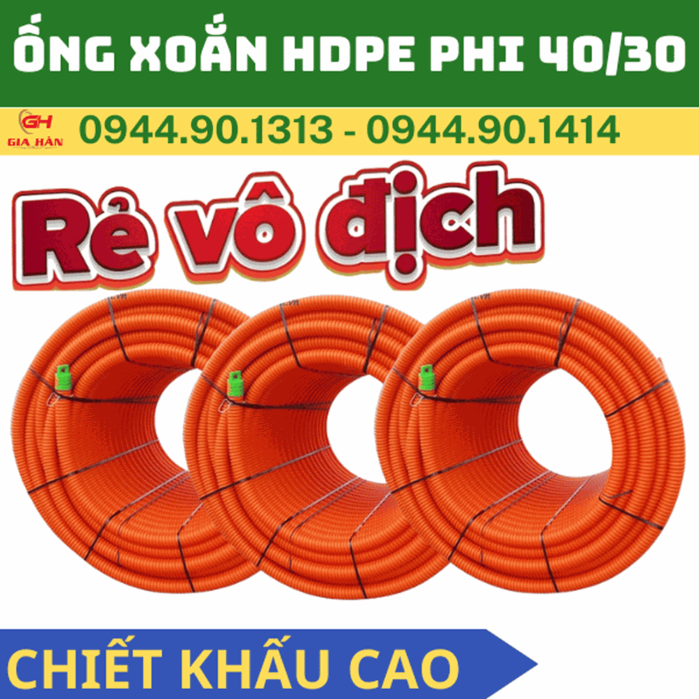 Ống Xoắn HDPE Phi 40/30 l Ống Cam HDPE Luồn Cáp 30