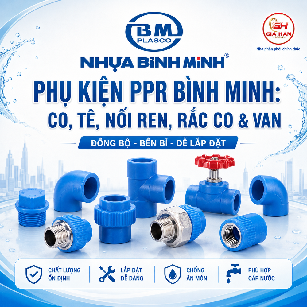 Phụ Kiện PPR Bình Minh: Co, Tê, Nối Ren, Rắc Co & Van