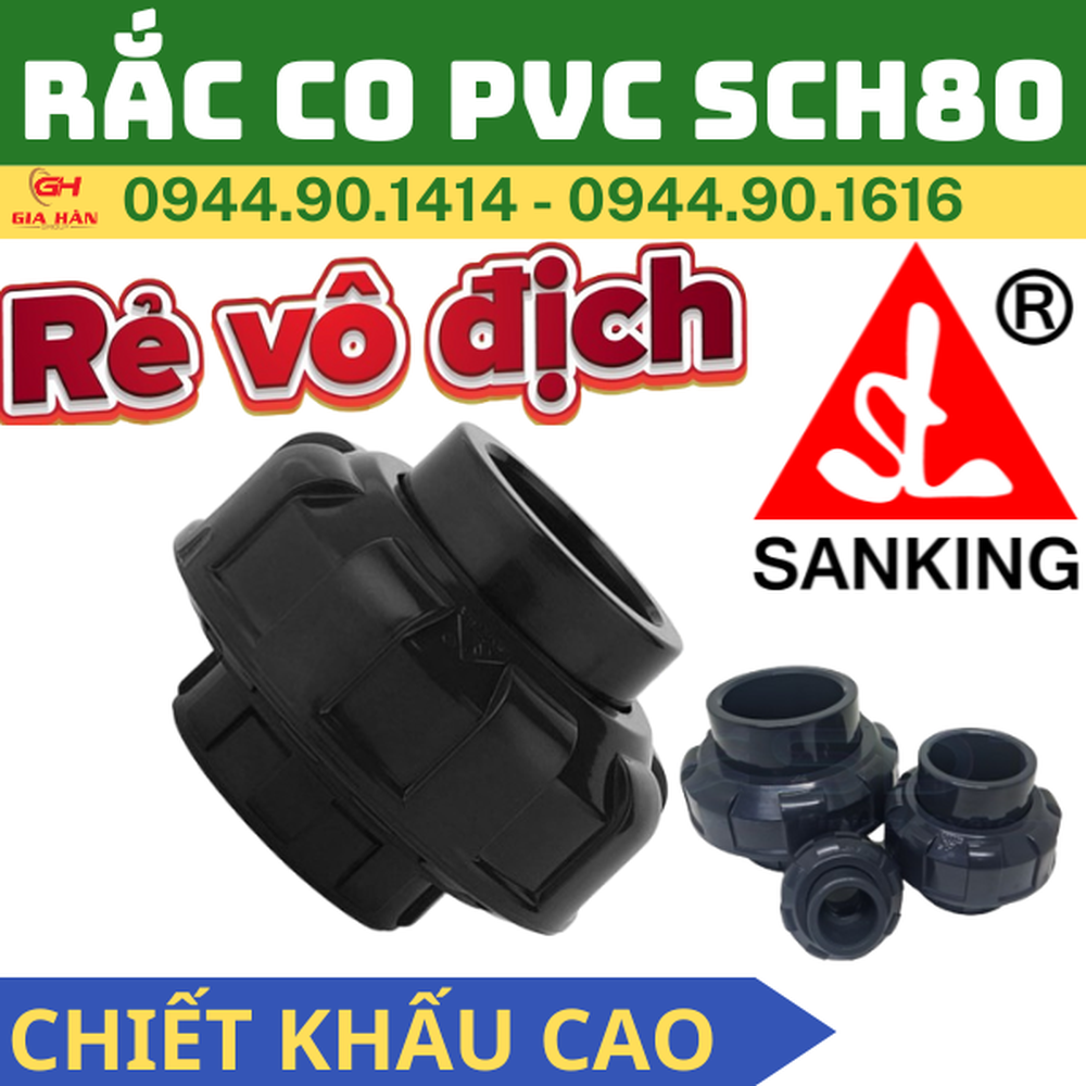 Rắc Co Nhựa PVC SCH80 l Khớp Nối Sống uPVC Sch80