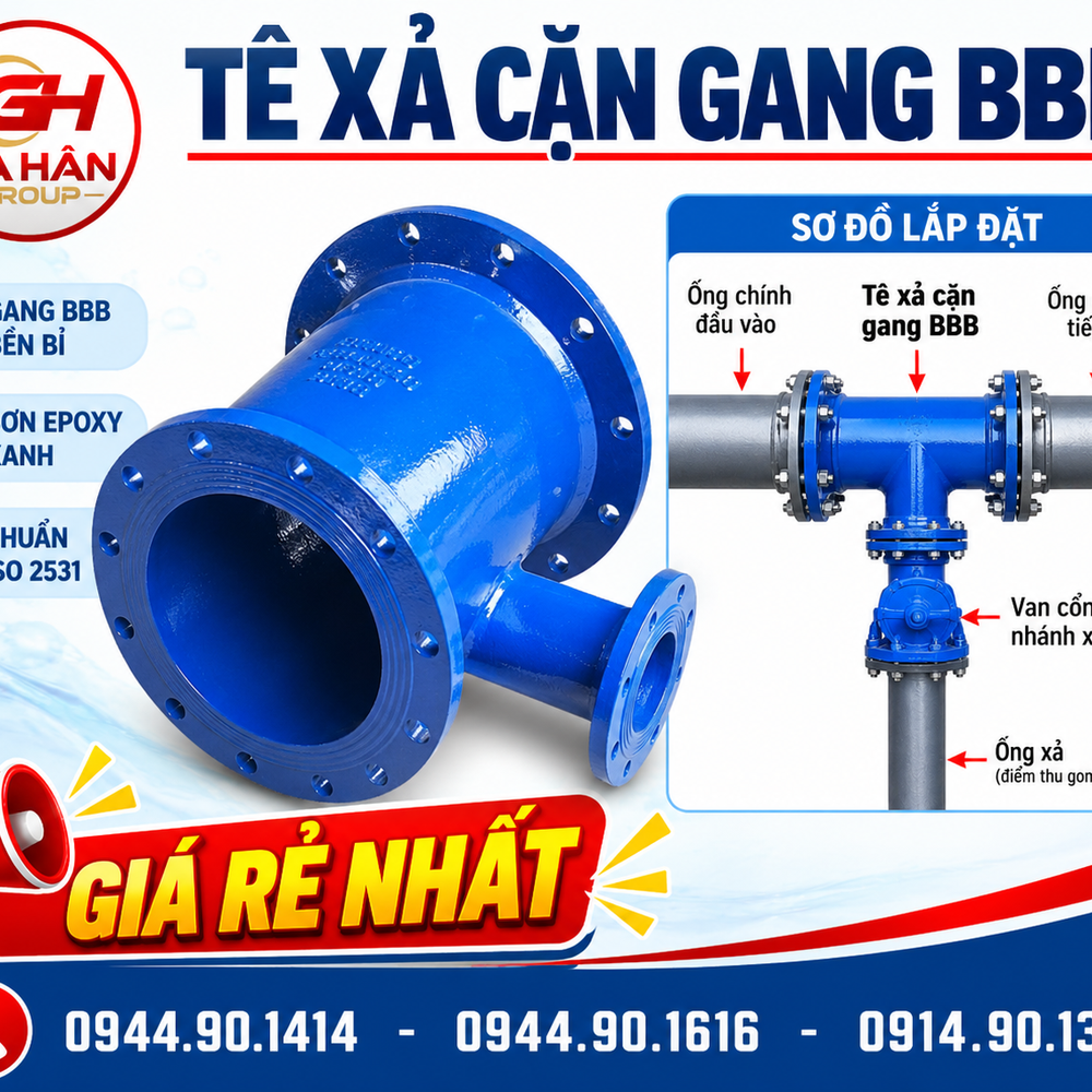 Tê Xả Cặn Gang BBB