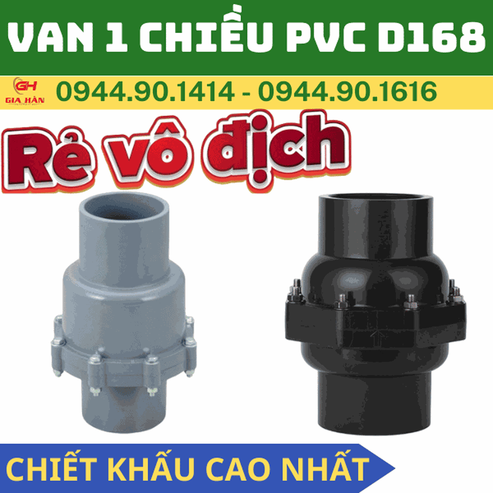Van 1 Chiều PVC Lá Lật D168 l Van Chống Chảy Ngược