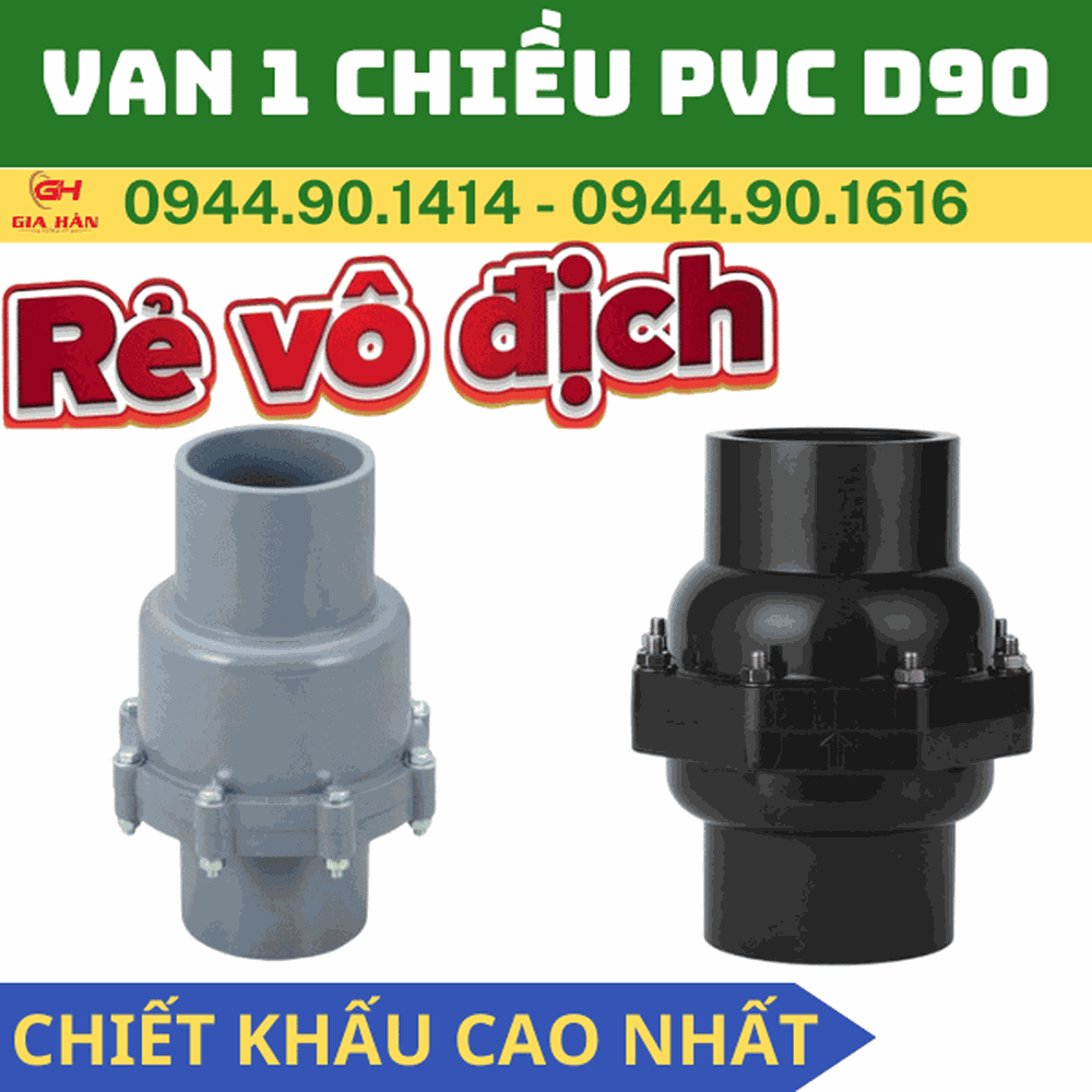 Van 1 Chiều PVC Lá Lật D90 l Van Chống Chảy Ngược