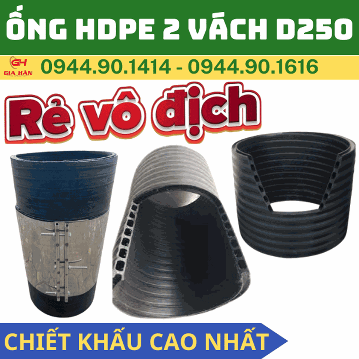 Ống HDPE 2 Vách D250 l Ống Cống Thoát Nước