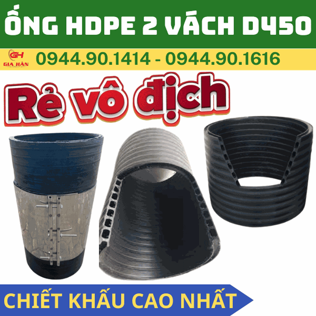 Ống HDPE 2 Vách D450 l Ống Cống Thoát Nước
