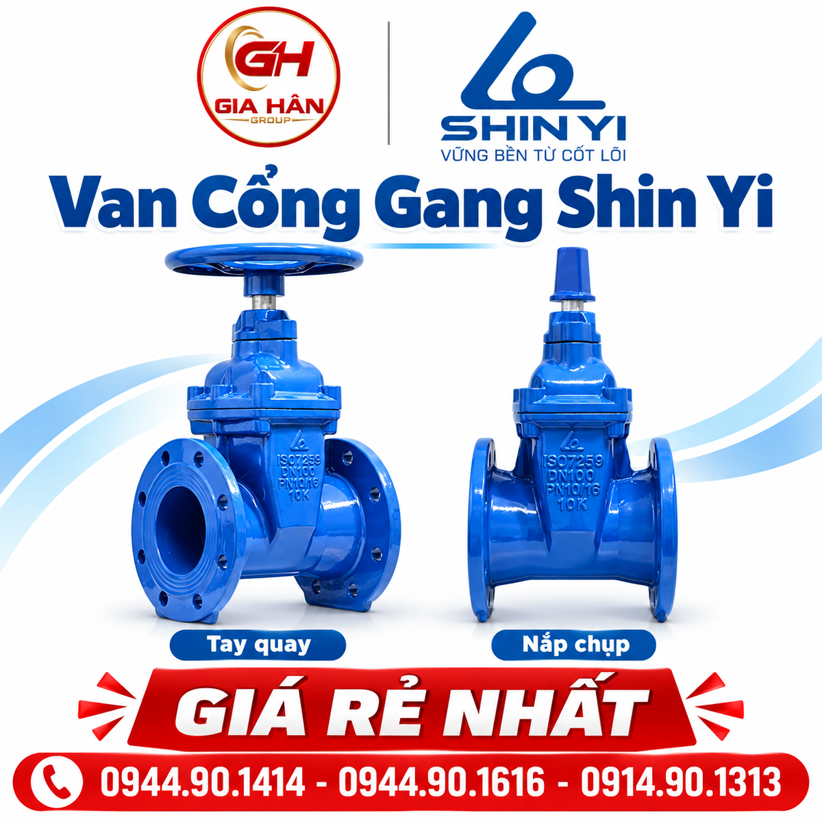Van Cổng Gang Shin Yi – Phân Loại Ty Chìm, Ty Nổi, Tay Quay & Nắp Chụp