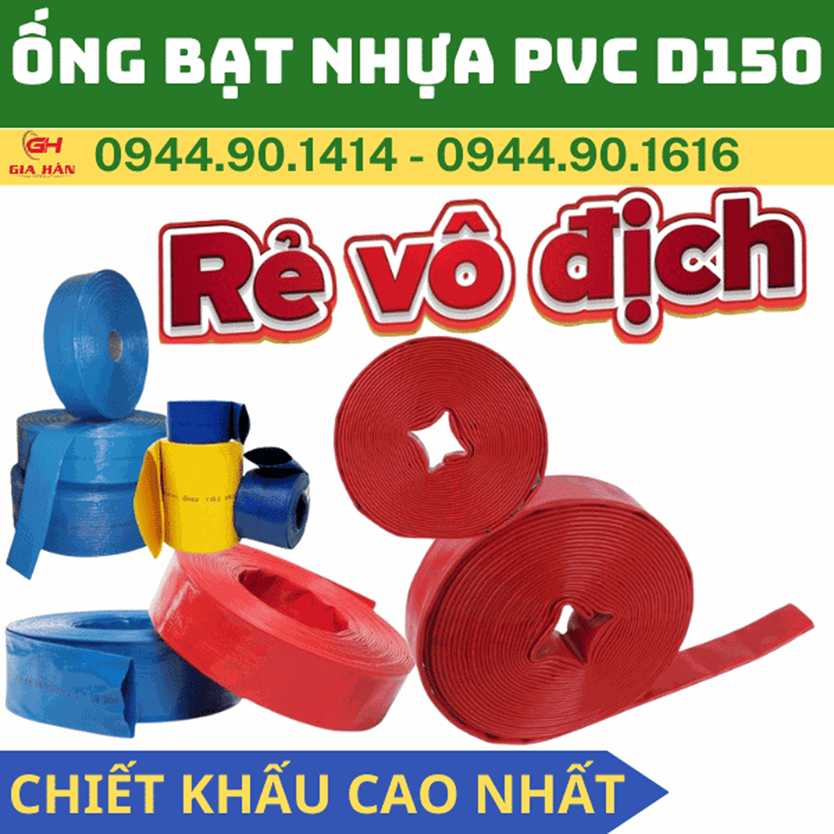 Ống Bạt PVC Bơm Nước D150 l Bơm Cát - Bơm Bùn - Xi Măng