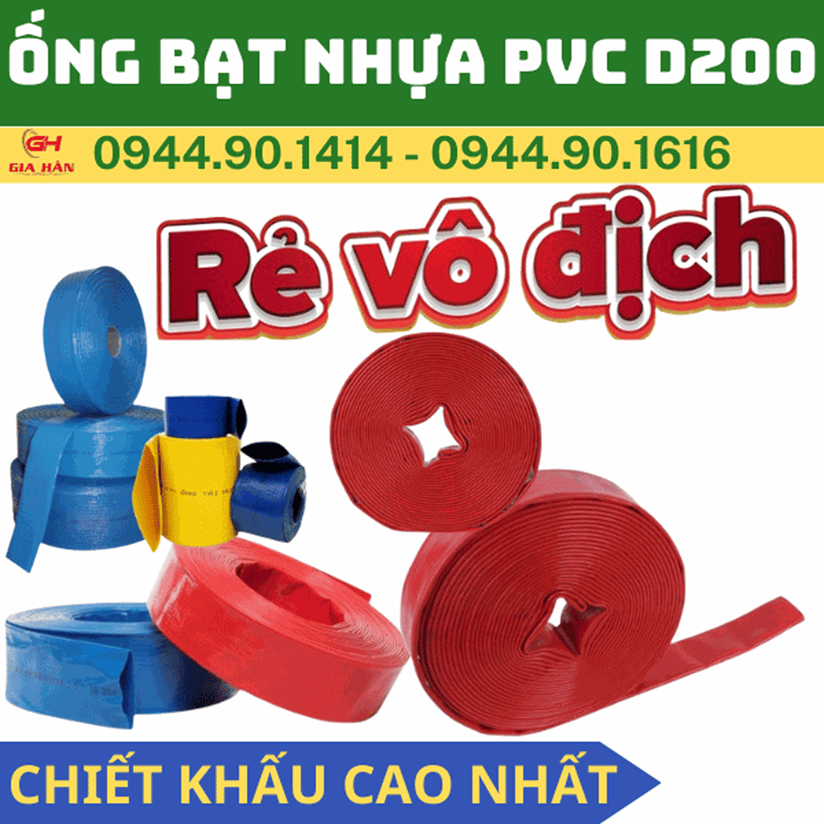 Ống Bạt PVC Bơm Nước D200 l Bơm Cát - Bơm Bùn - Xi Măng
