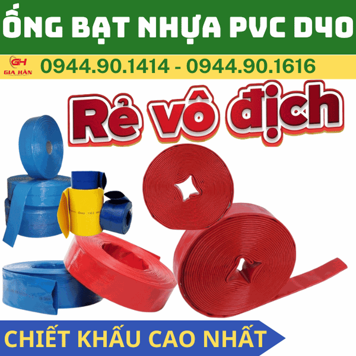 Ống Bạt PVC Bơm Nước D40 l Bơm Cát - Bơm Bùn - Xi măng