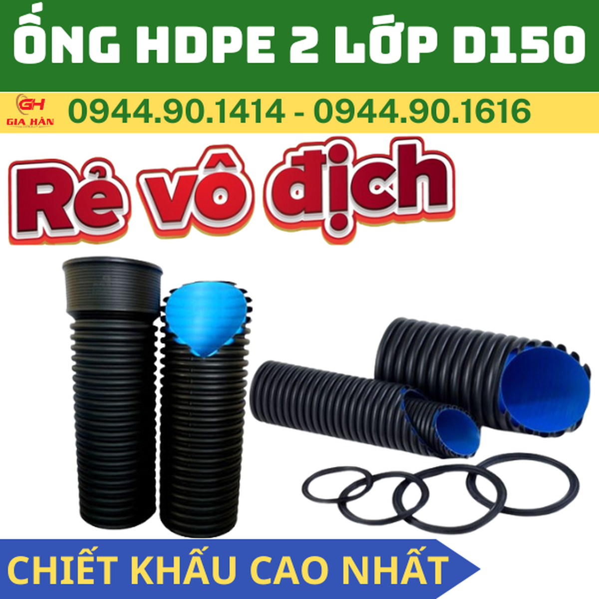 Ống HDPE 2 Lớp D150 Nhựa Tân Long