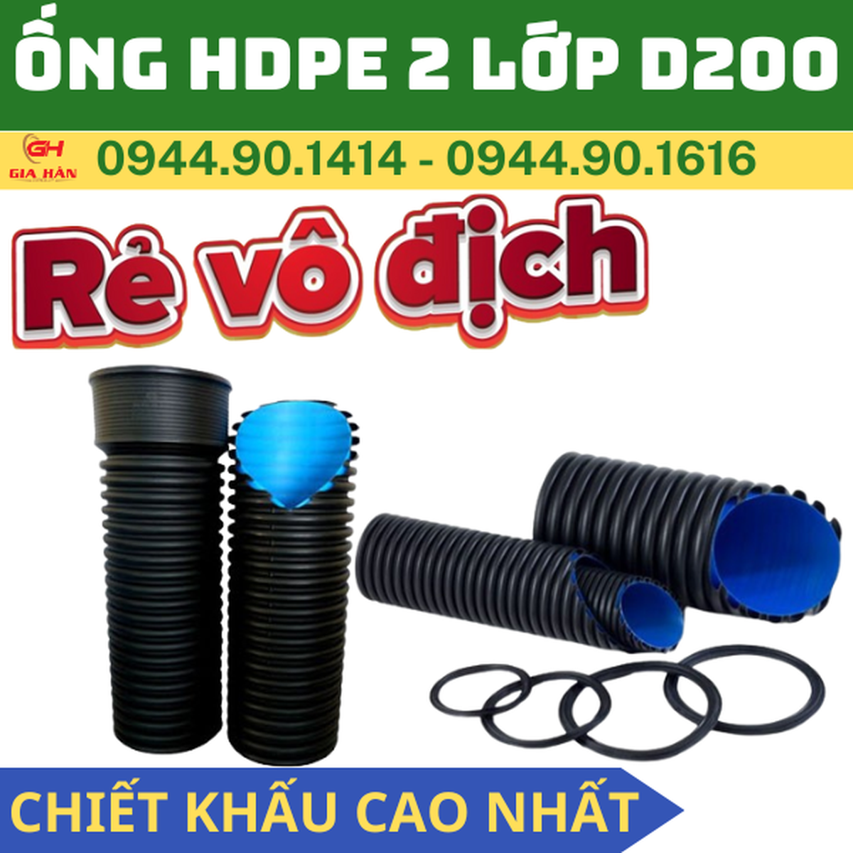 Ống HDPE 2 Lớp D200 Nhựa Tân Long