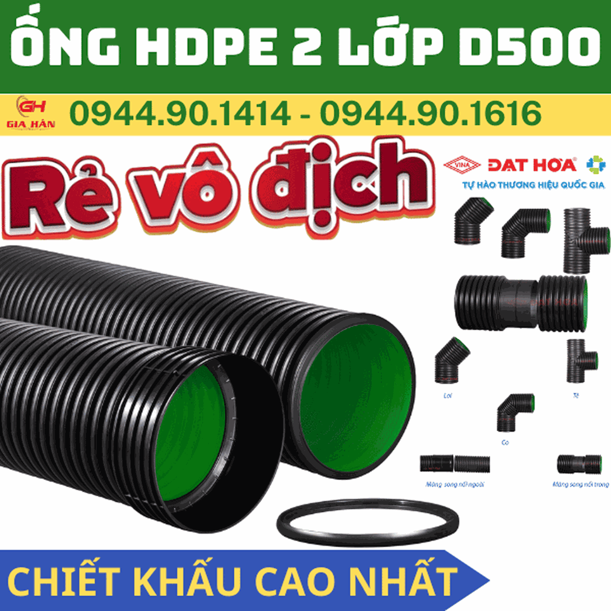 Ống HDPE 2 Lớp D500 l Nhựa Đạt Hòa l Ống Cống Thoát Nước Thải