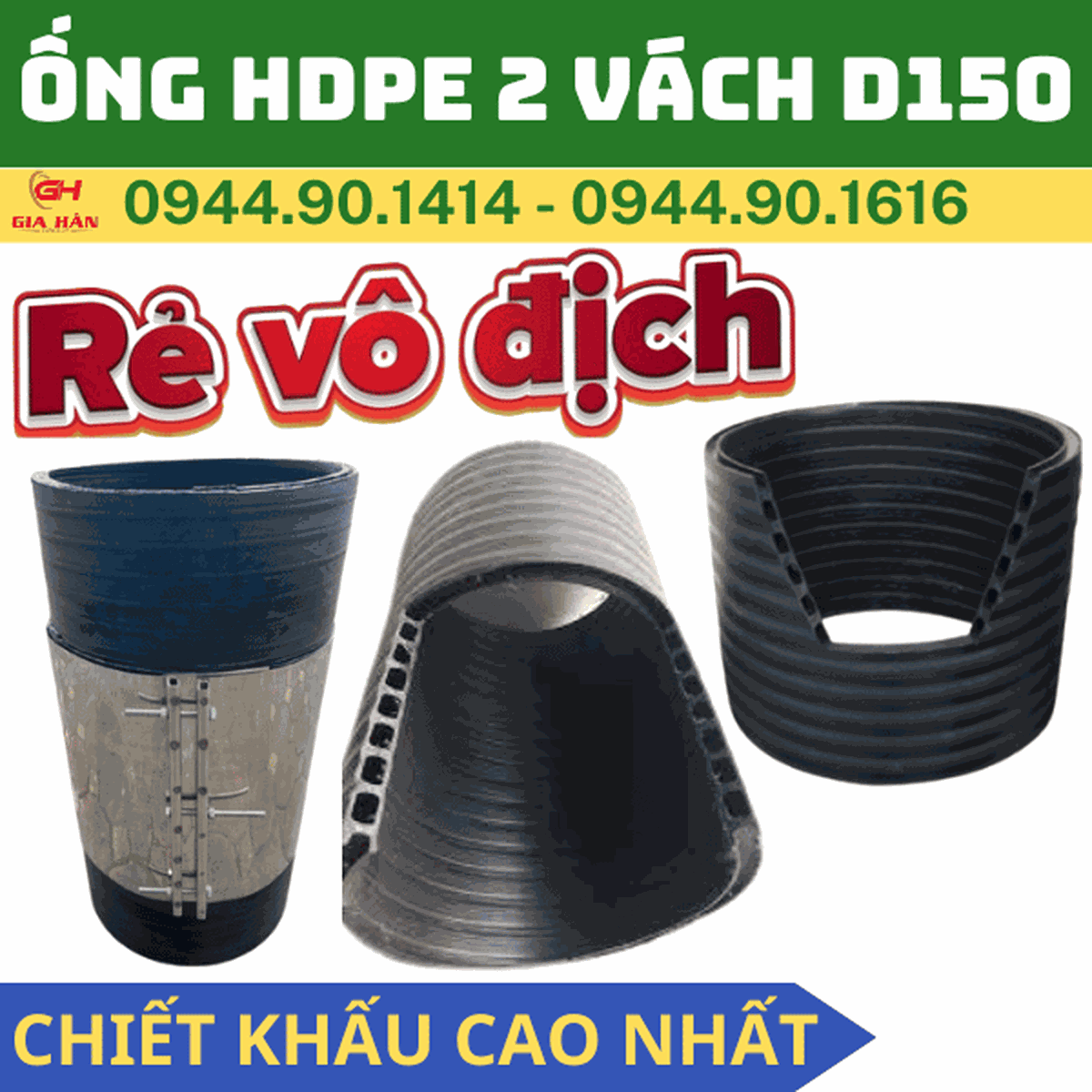 Ống HDPE 2 Vách D150 l Ống Cống Thoát Nước