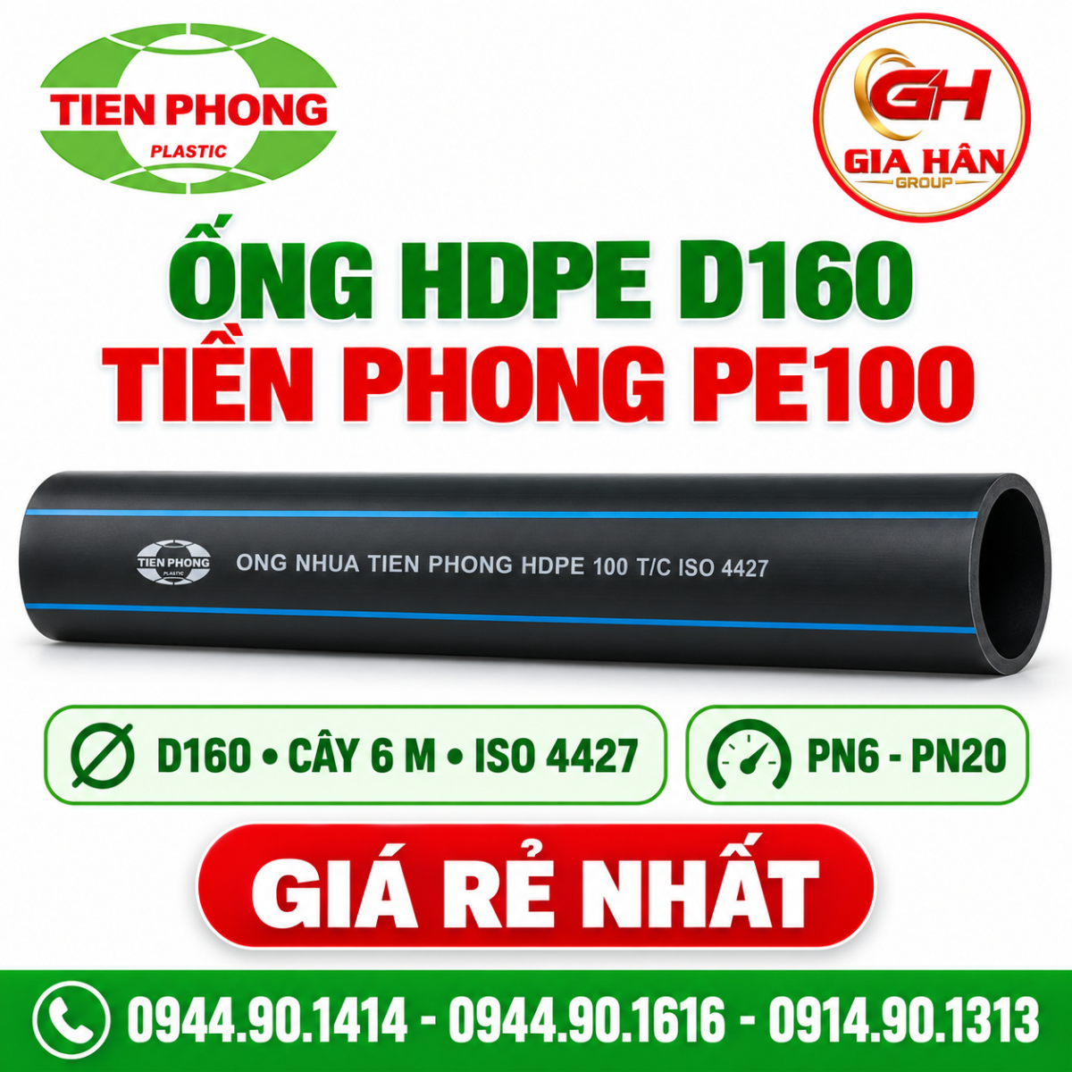 Ống HDPE D160 Tiền Phong: Độ Dày, PN Và Giá Mới Nhất