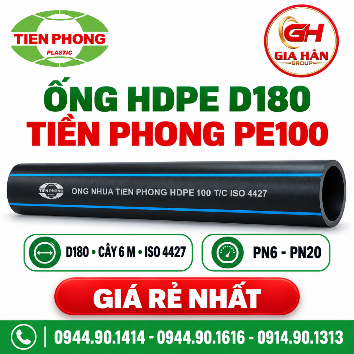 Ống HDPE D180 Tiền Phong: Độ Dày, PN Và Giá Mới Nhất