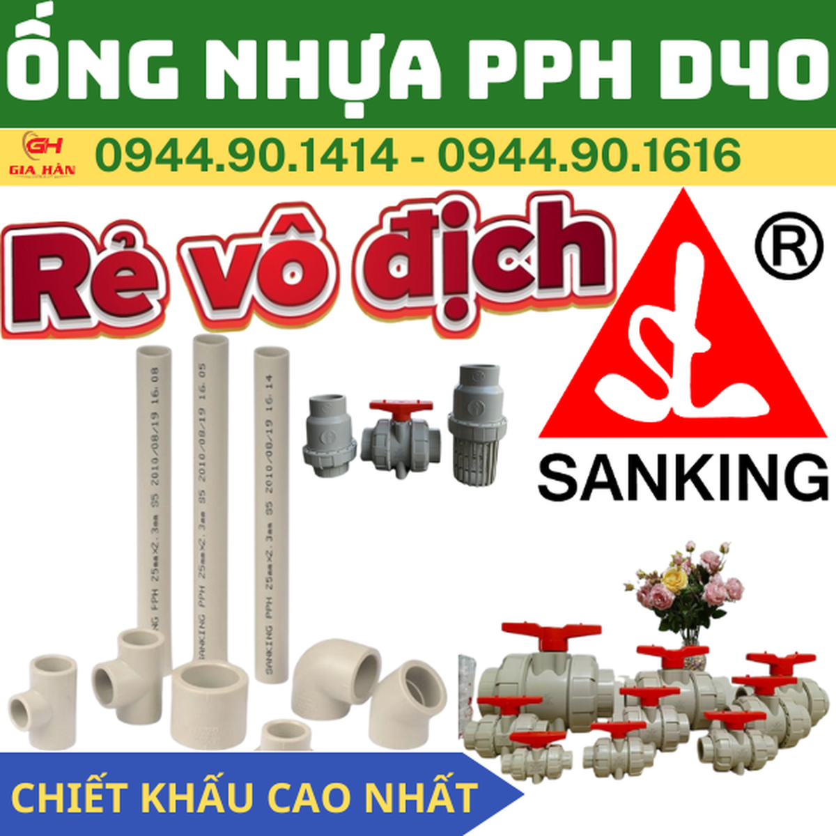 Ống Nhựa PPH D40 l Nhựa Sanking l Hàng Nhập Khẩu