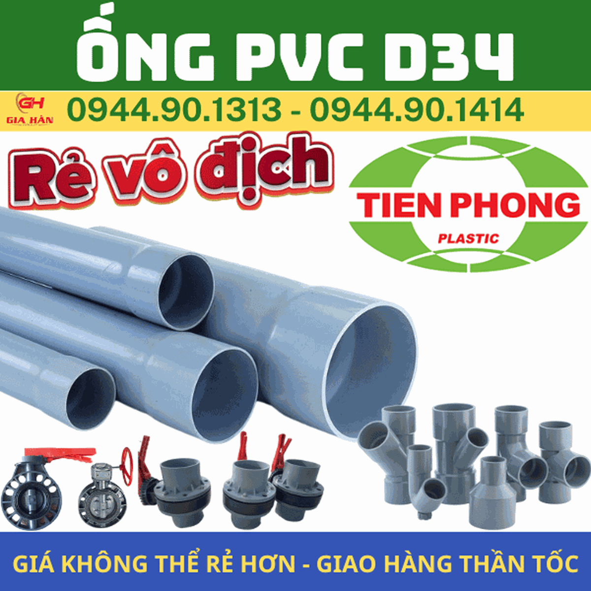 Ống PVC D34 Tiền Phong: Quy Cách Hệ Inch, Hệ Mét & Giá