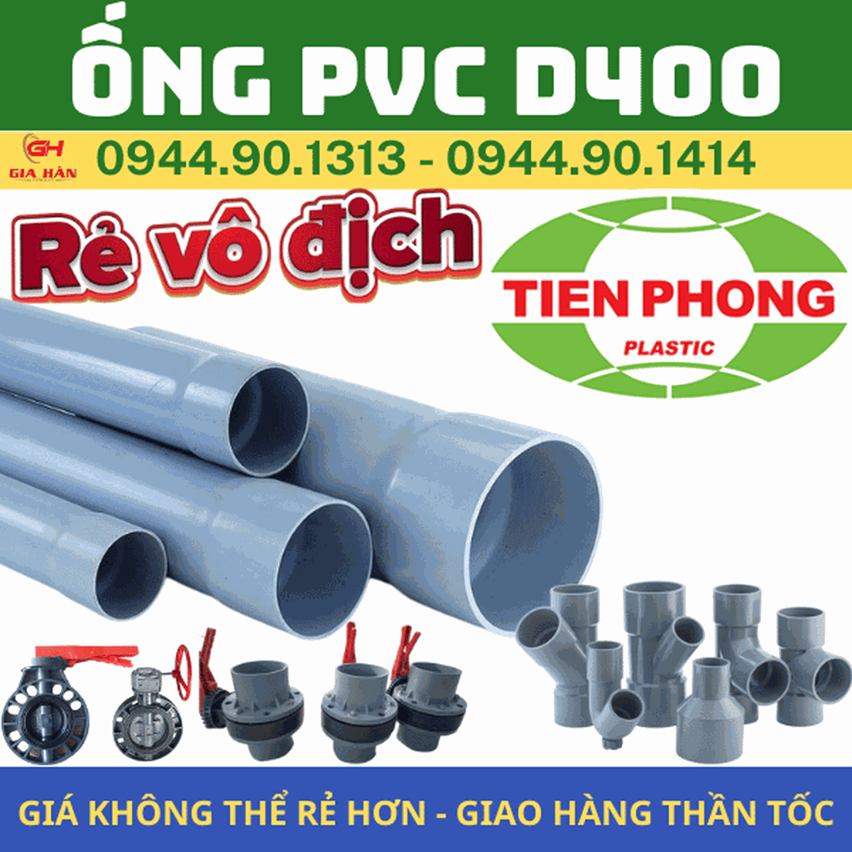 Ống PVC D400 Tiền Phong: PN4–PN16, Quy Cách & Giá