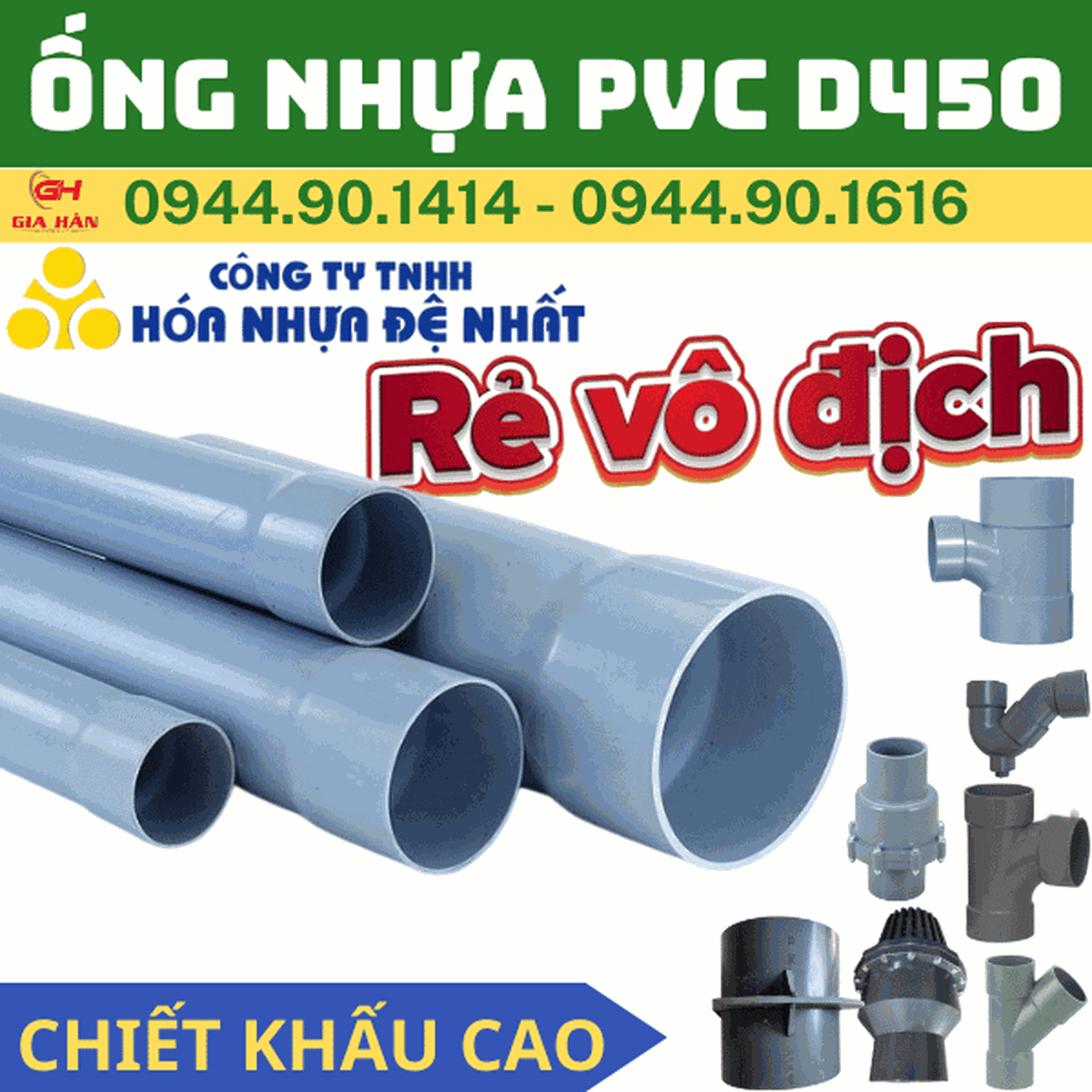 Ống PVC D450 l Nhựa Đệ Nhất l Giá Rẻ Nhất
