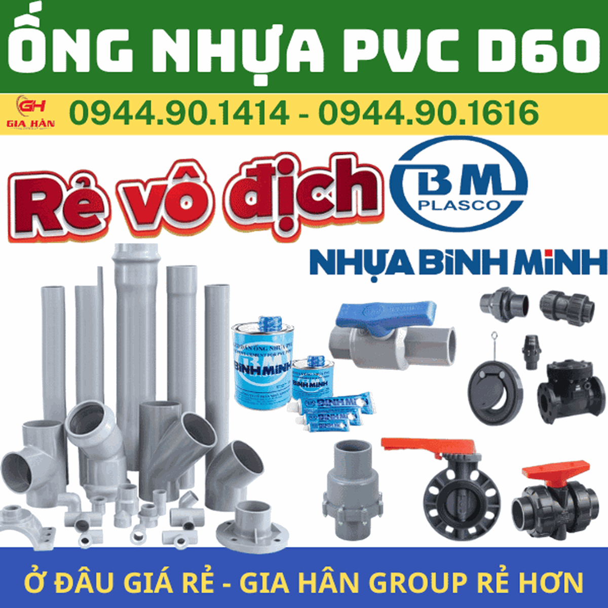 Ống PVC D60 Bình Minh: PN6–PN12, Độ Dày & Giá