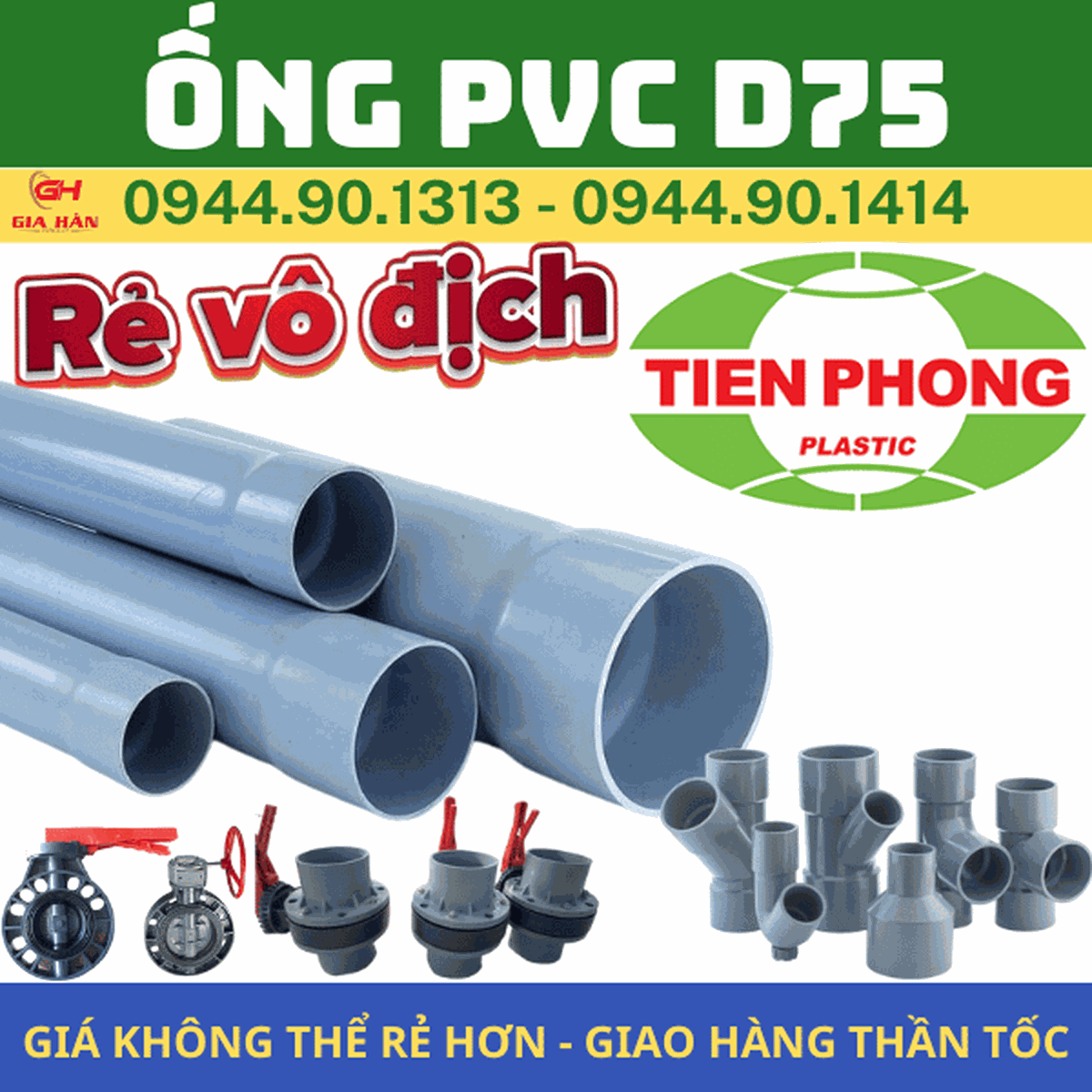 Ống PVC D75 Tiền Phong: PN4–PN25, Quy Cách & Giá