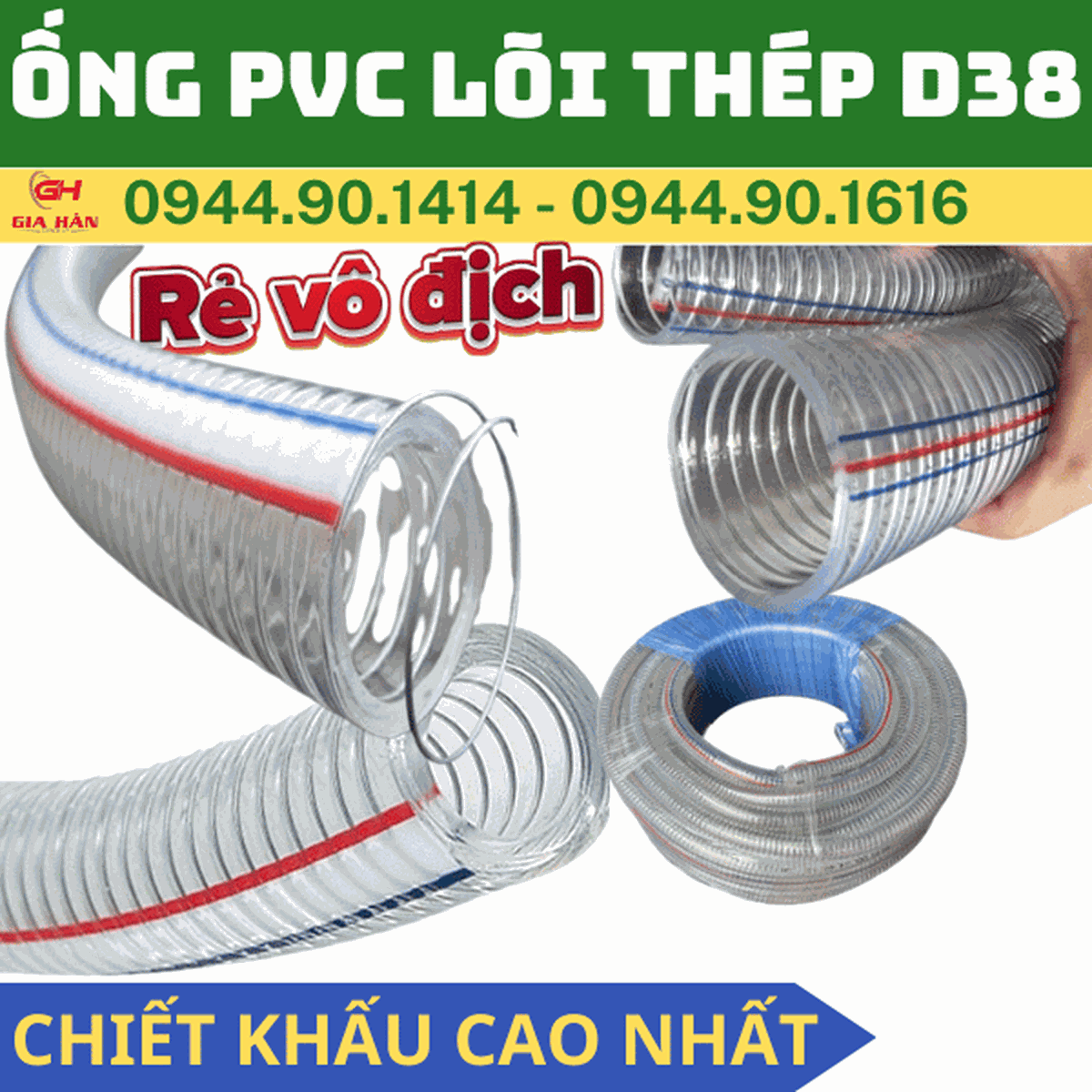 Ống PVC Lõi Thép D38 l Ống Gân Thép Chịu Áp Lực