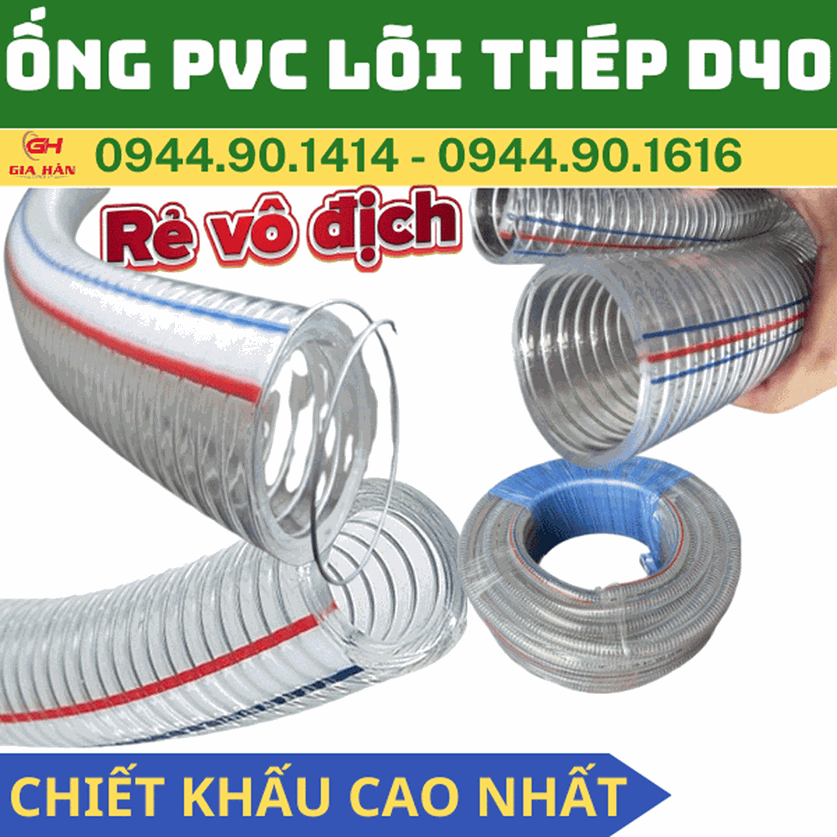 Ống PVC Lõi Thép D40 l Ống Gân Thép Chịu Áp Lực
