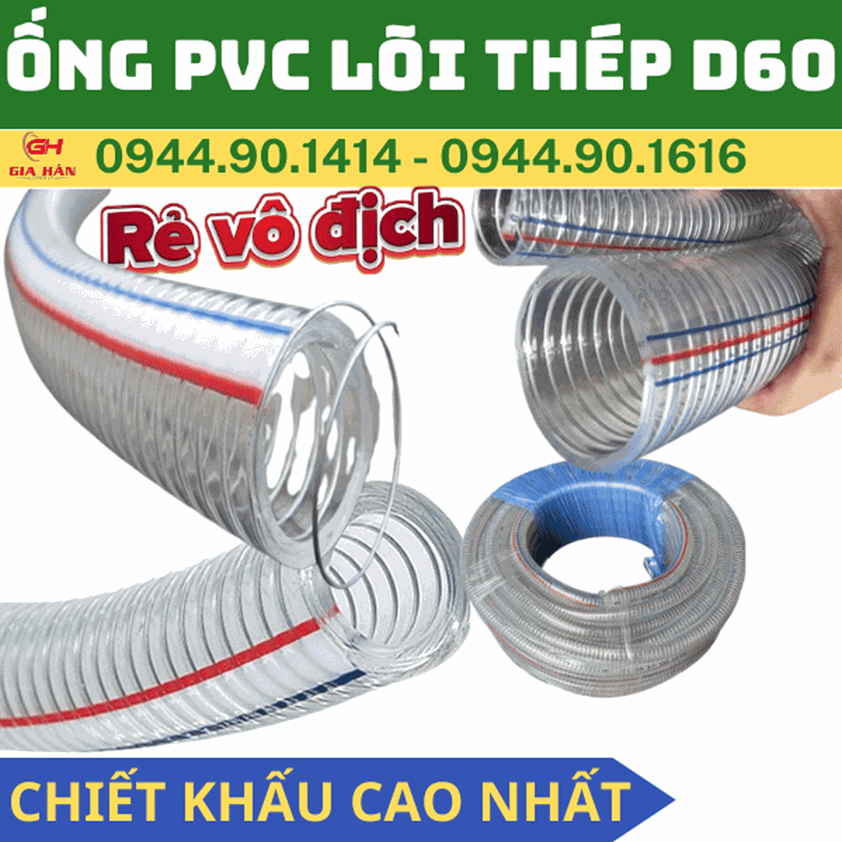 Ống PVC Lõi Thép D60 l Ống Gân Thép Chịu Áp Lực