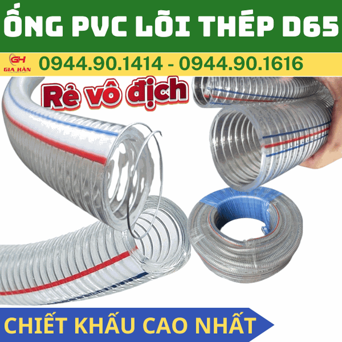 Ống PVC Lõi Thép D65 l Ống Gân Thép Chịu Áp Lực