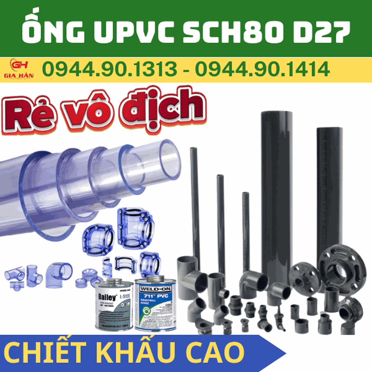 Ống PVC SCH80 D27 (DN20 - 3/4'') l Ống Nhựa CPVC Phi 27
