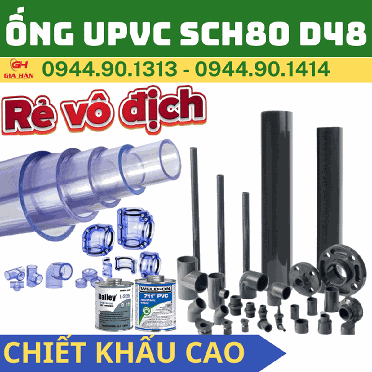 Ống PVC SCH80 D48 (DN40 - 1-1/2'') l Ống Nhựa CPVC Phi 48