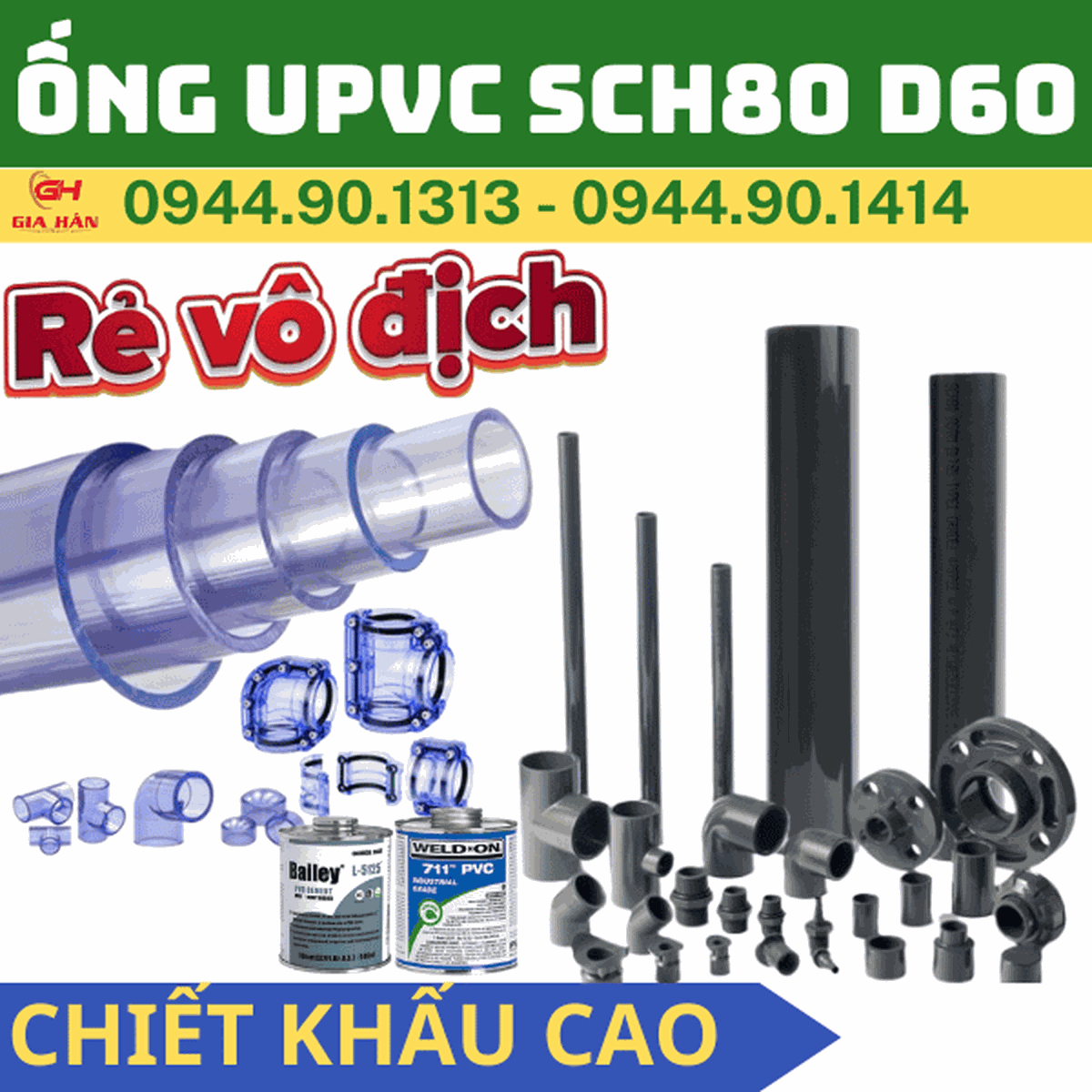 Ống PVC SCH80 D60 (DN50 - 2'') l Ống Nhựa CPVC Phi 60