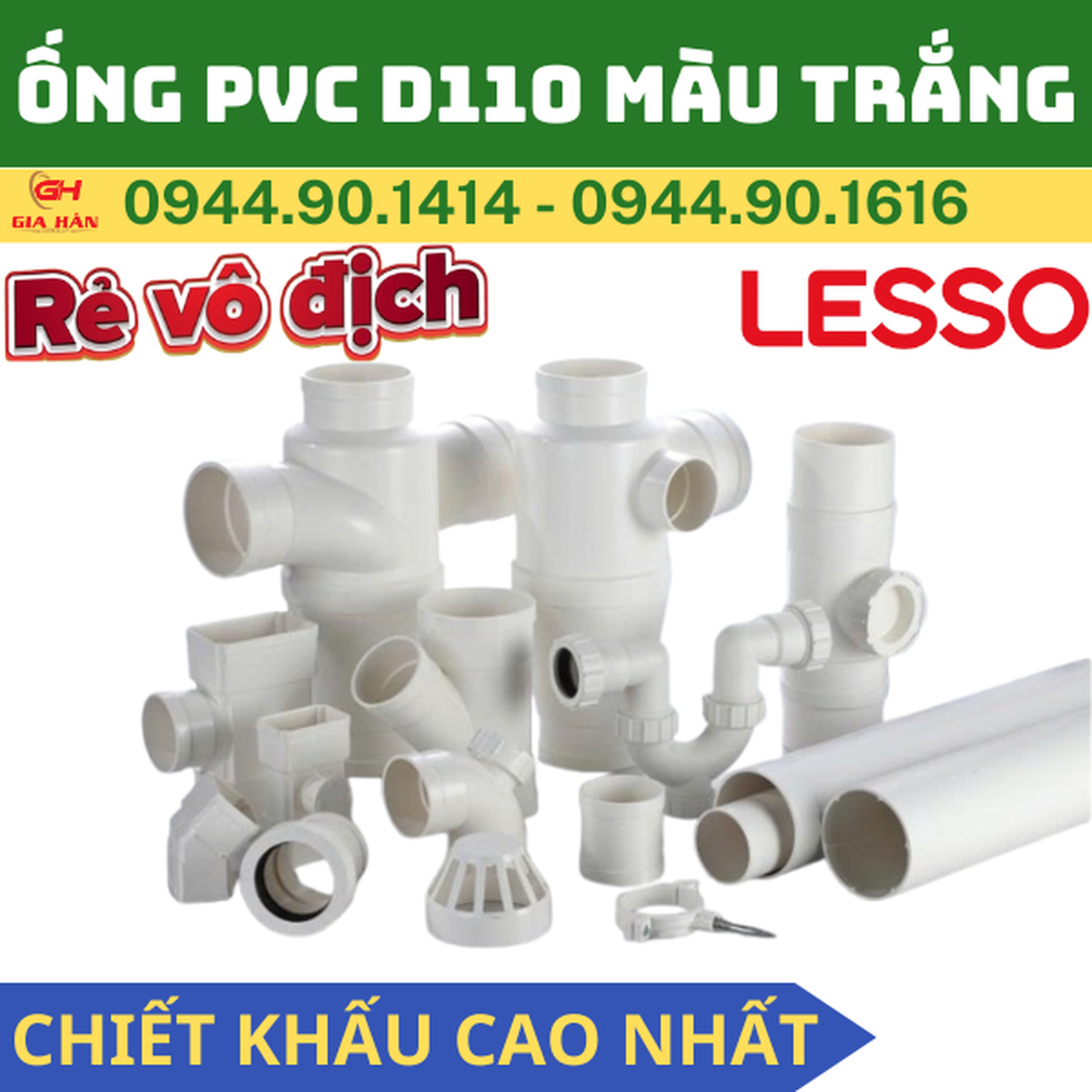 Ống PVC Thoát Nước Màu Trắng D110 - Nhựa Lesso