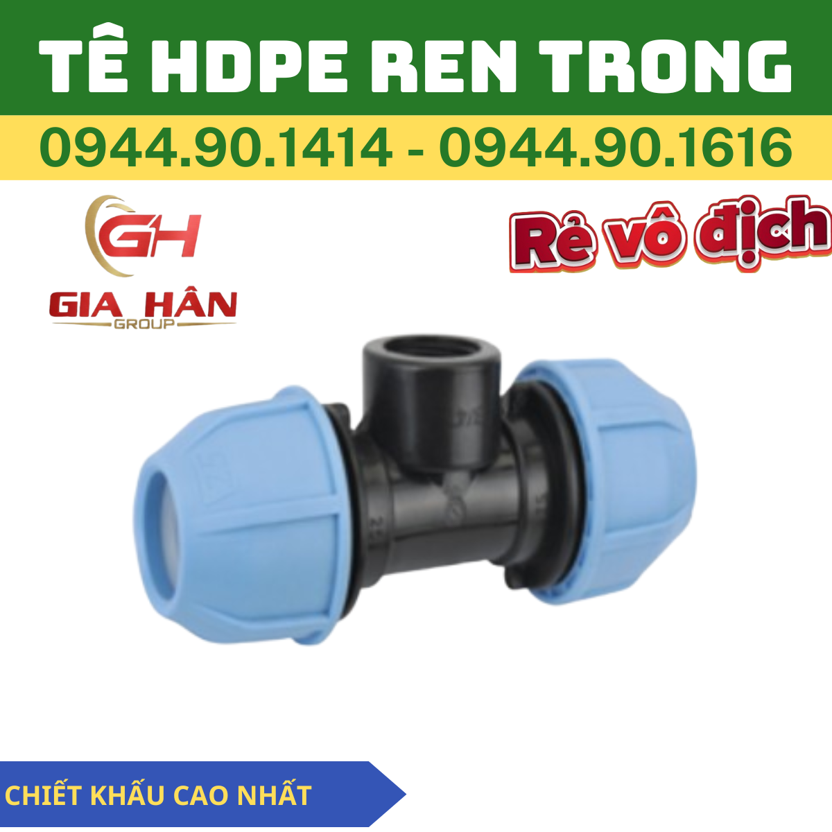 Tê HDPE Ren Trong - Tê Ren Trong Nối Nhanh HDPE