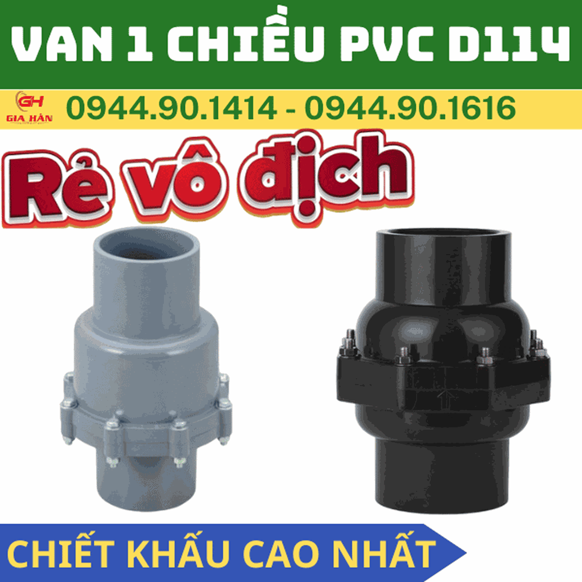 Van 1 Chiều PVC Lá Lật D114 l Van Chống Chảy Ngược