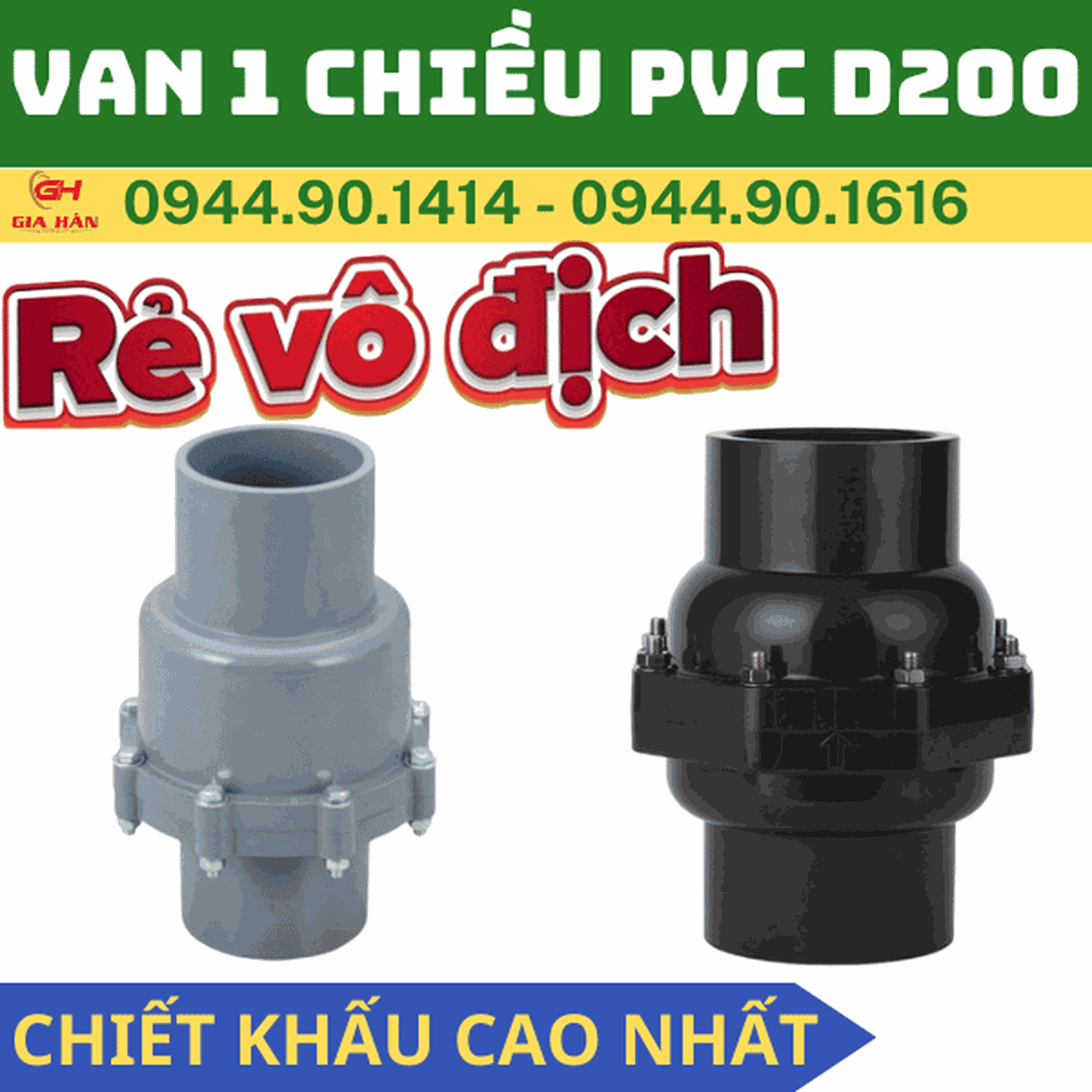 Van 1 Chiều PVC Lá Lật D200 l Van Chống Chảy Ngược