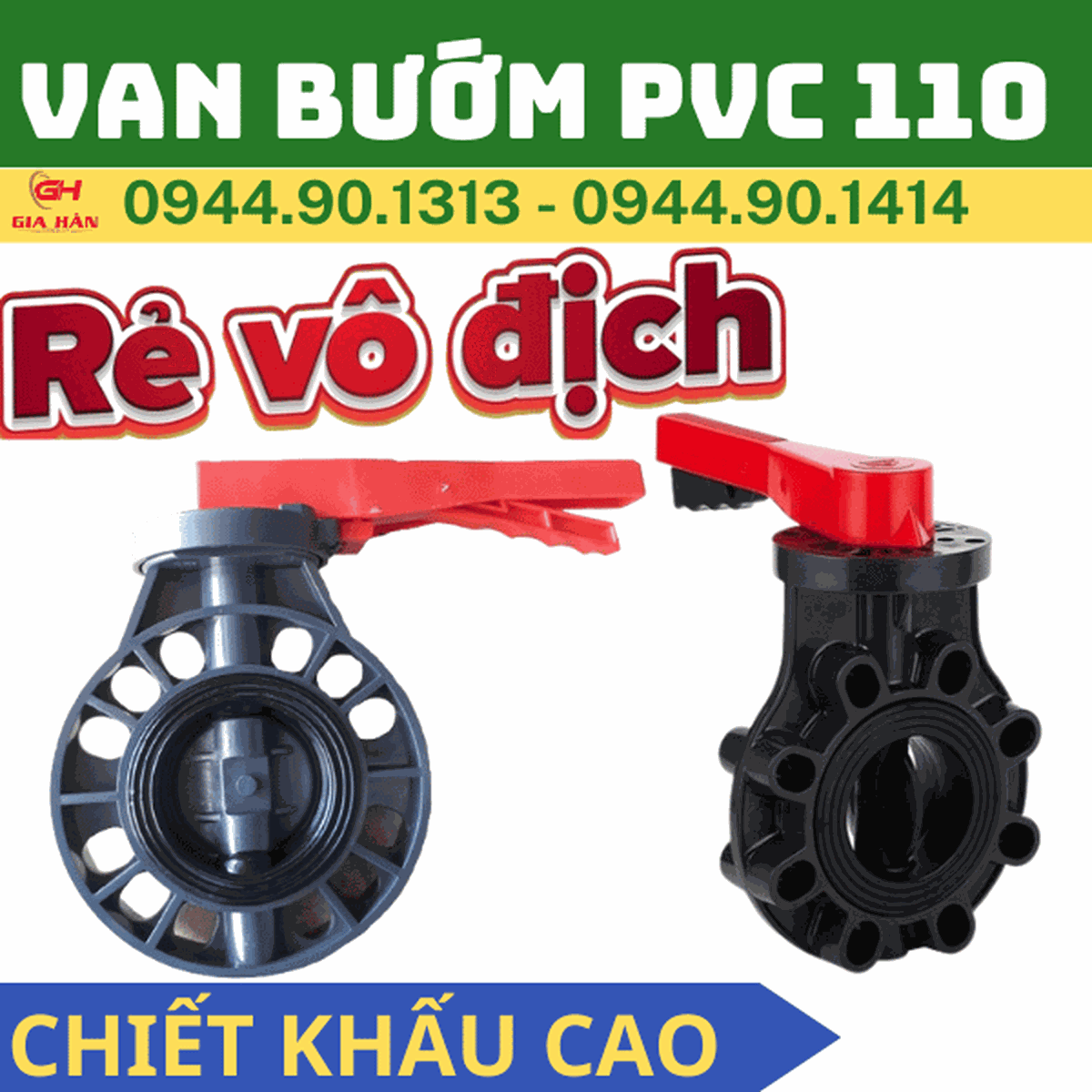 Van Bướm Nhựa PVC 110 Tay Gạt l Van Công Nghiệp PVC