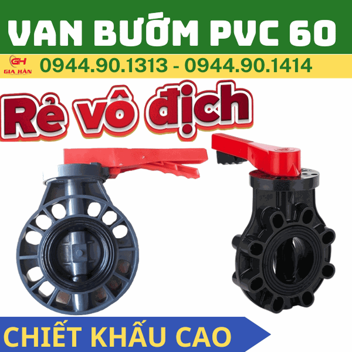 Van Bướm Nhựa PVC 60 Tay Gạt l Van Công Nghiệp PVC