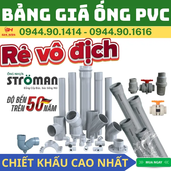 Bảng Giá Ống PVC Nhựa Stroman Mới Nhất 2025