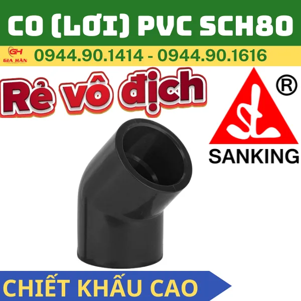 Co 45 Độ Nhựa PVC SCH80 l Lơi Chếch PVC SCH80