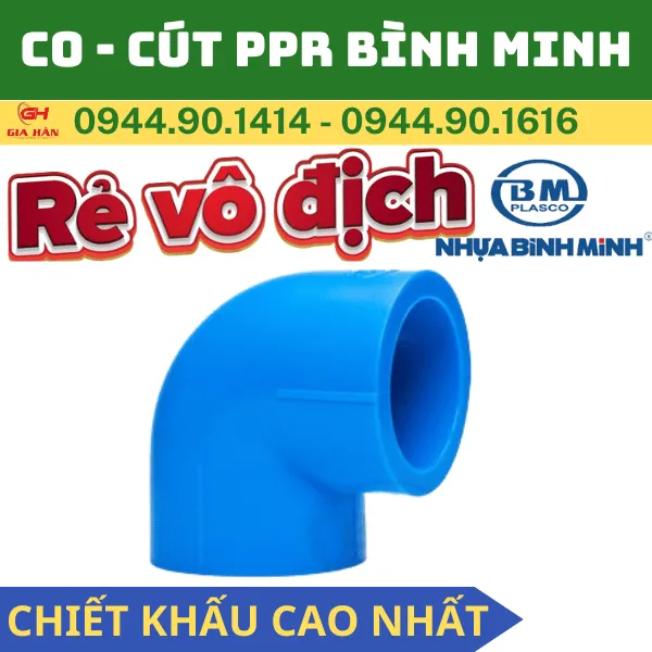 Co Nhựa PPR Bình Minh l Cút PPR l Nối Góc 90 Độ