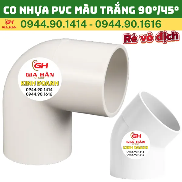 Co Nhựa PVC Màu Trắng – Cút PVC Trắng Nối Ống Nhựa