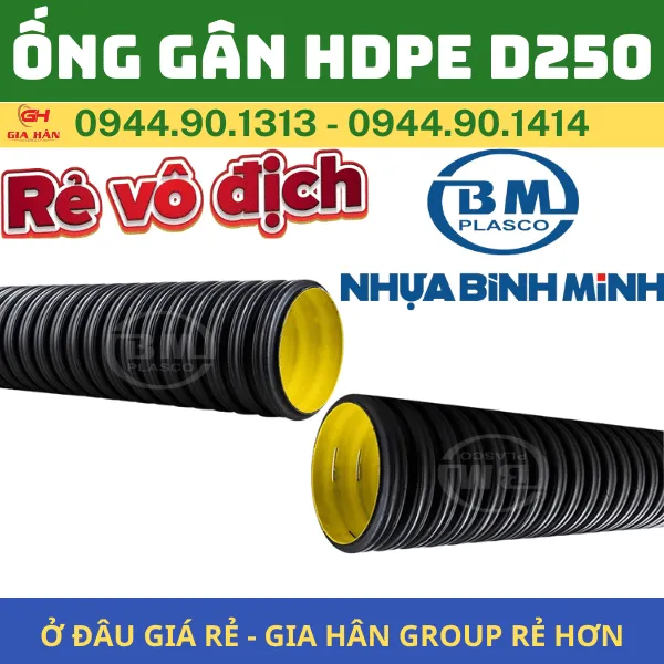 Ống Gân HDPE D250 Bình Minh l Ống Xoắn HDPE D250