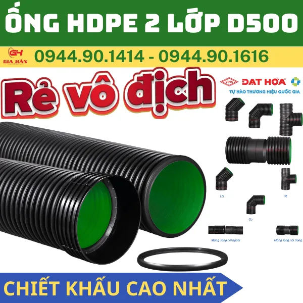Ống HDPE 2 Lớp D500 l Nhựa Đạt Hòa l Ống Cống Thoát Nước Thải